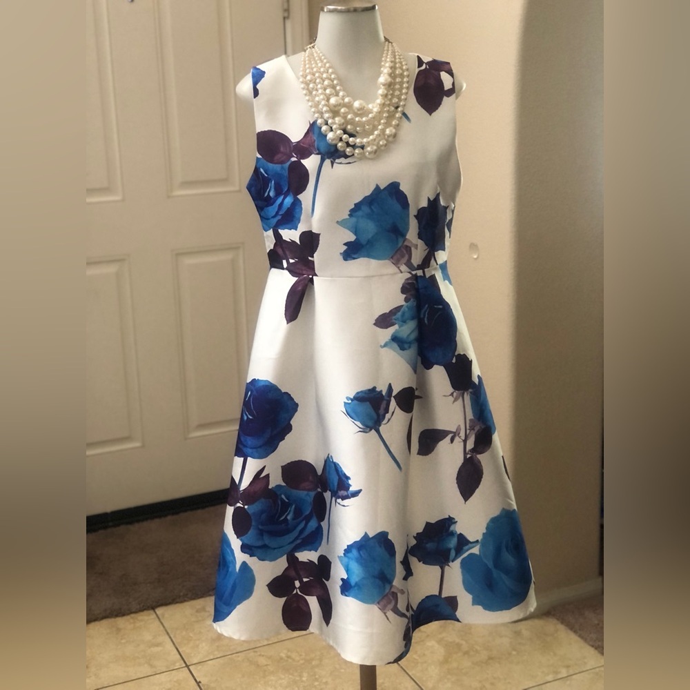 Floral Sleeveless Dress - Blue and Purple